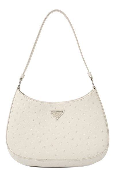Женская сумка cleo из кожи страуса PRADA, арт. 1BC499-130-F0009-OOO