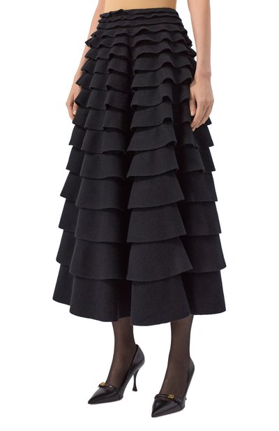 Шерстяная юбка VALENTINO черного цвета по цене 799500 руб., арт. 5B0KG04J8VS, фото 3 Шерстяная юбка VALENTINO, арт. 5B0KG04J8VS, фото 3