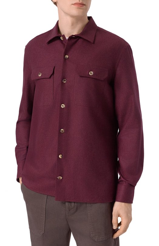 Шерстяная рубашка Brunello Cucinelli M038P0720 Бордовый  M038P0720 Фото 3