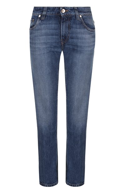 Женские джинсы прямого кроя с потертостями BRUNELLO CUCINELLI, арт. MA095P5272