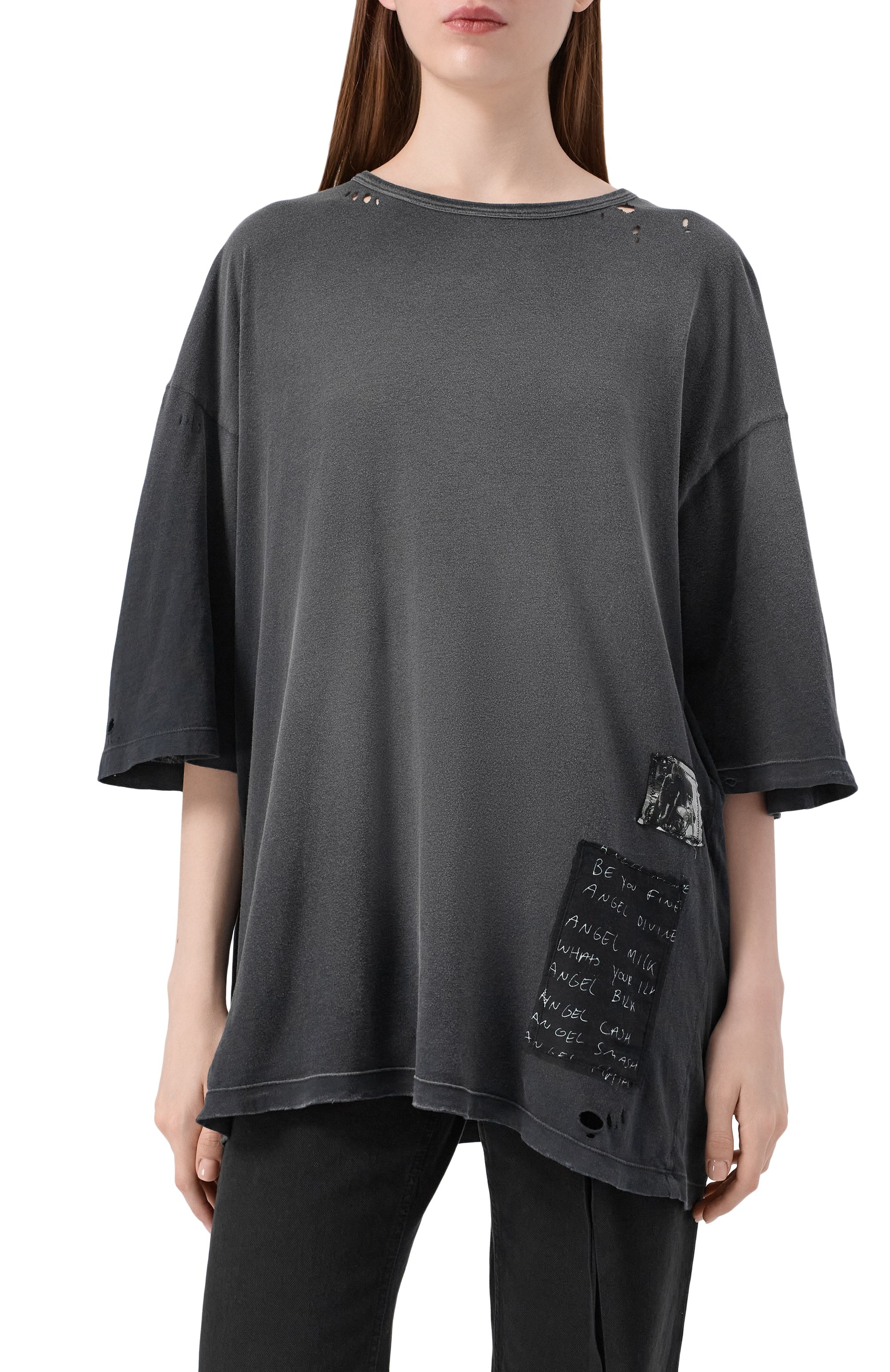 Хлопковая футболка ANN DEMEULEMEESTER серого цвета по цене 55600 руб., арт. B0013244/FA637, фото 3 Хлопковая футболка ANN DEMEULEMEESTER, арт. B0013244/FA637, фото 3