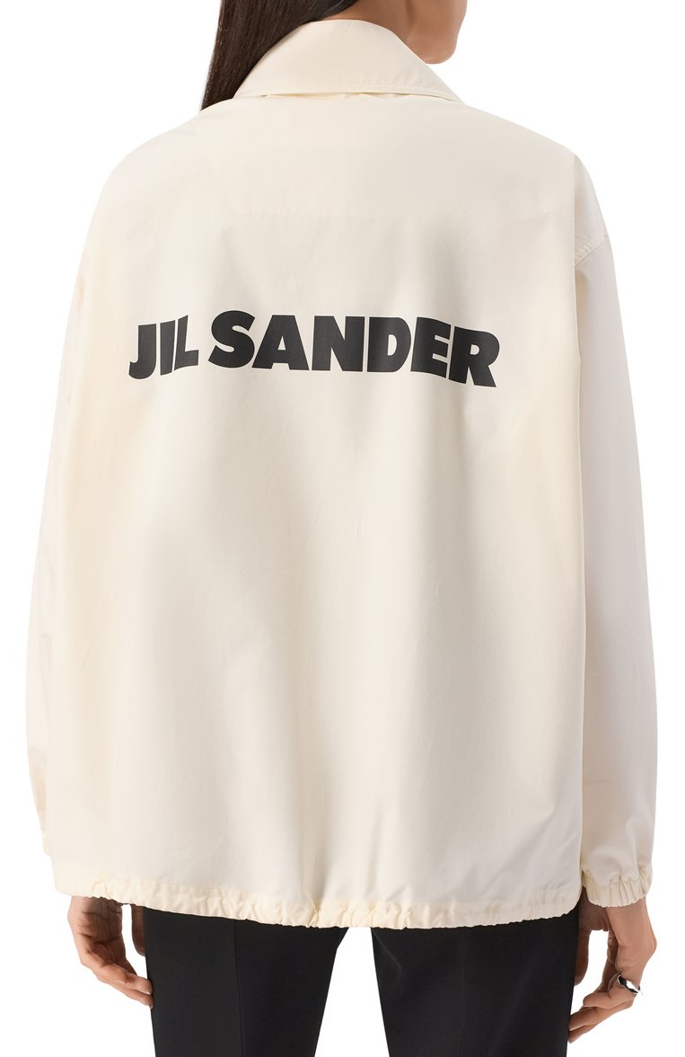 Женская хлопковая куртка JIL SANDER кремового цвета, арт. J04AM0001-J45026 | Фото 4 (Материал внешний: Хлопок; Рукава: Длинные; Длина (верхняя одежда): Короткие; Кросс-КТ: Куртка, Легкие; Стили: Минимализм)