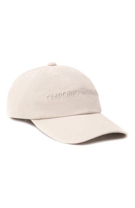 Мужская хлопковая бейсболка EMPORIO ARMANI светло-бежевого цвета, арт. EM001319/AF14032 | Фото 1 (Материал: Текстиль, Хлопок; Нос: Не проставлено; Материал сплава: Прост�авлено)