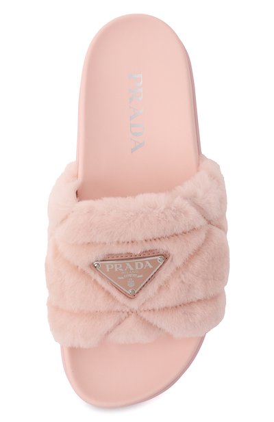 Меховые шлепанцы PRADA розового цвета по цене 89000 руб., арт. 1XX592-173-F0615-020, фото 4 Меховые шлепанцы PRADA, арт. 1XX592-173-F0615-020, фото 4