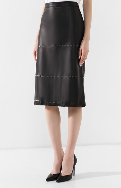 Кожаная юбка VETEMENTS черного цвета по цене 176000 руб., арт. WSS194064, фото 3 Кожаная юбка VETEMENTS, арт. WSS194064, фото 3