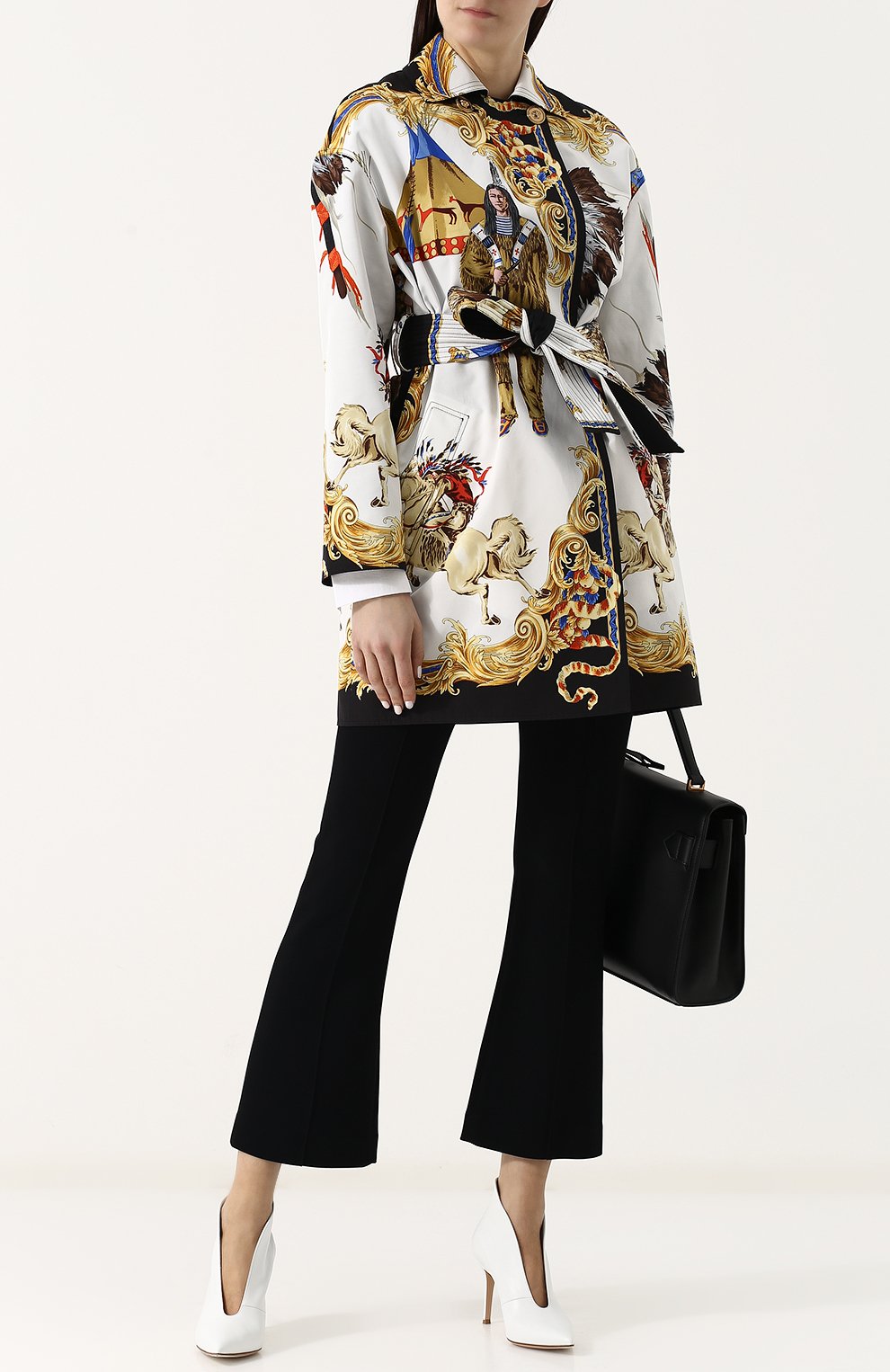 Двустороннее пальто из смеси хлопка и шелка с поясом и принтом VERSACE, арт. A79423/A225756, фото 2