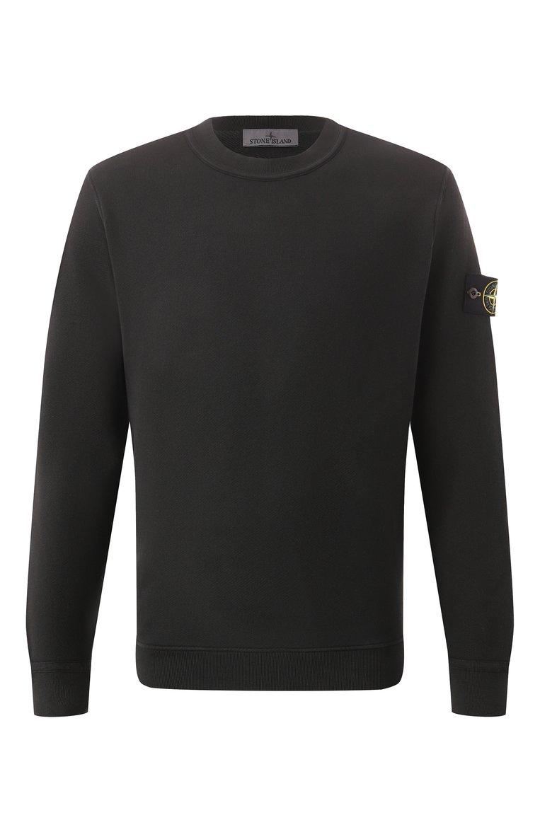 Мужской хлопковый свитшот STONE ISLAND черного цвета, арт. 811561241 | Фото 1 (Длина (для топов): Стандартные; Материал сплава: Проставлено; Рукава: Длинные; Драгоценные камни: Проставлено; Мужское Кросс-КТ: свитшот-одежда; Принт: Без принта; Стили: Спорт-шик; Материал внешний: Хлопок)