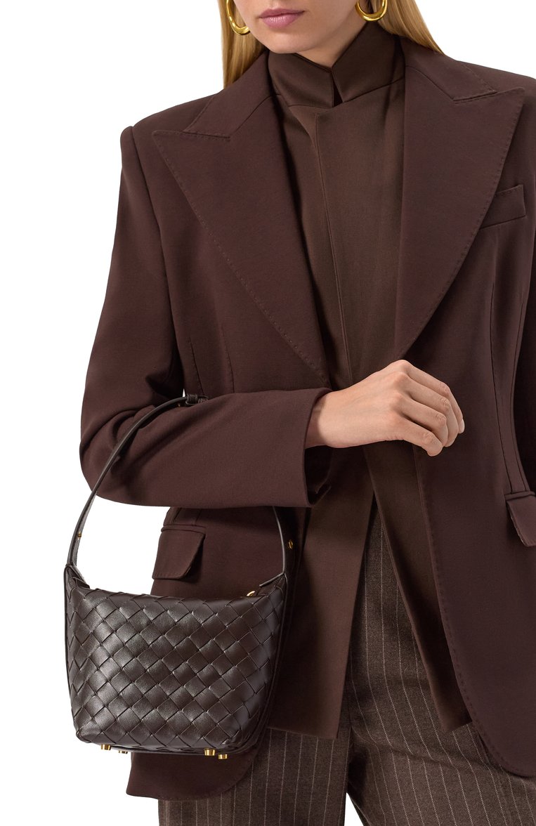 Женская сумка wallace BOTTEGA VENETA темно-коричневого цвета, арт. 776781/V3IV1 | Фото 2 (Размер: small; Материал: Натуральная кожа; Автоматизация ТО: Проставлено; Автоматизация состава: Проставлено)