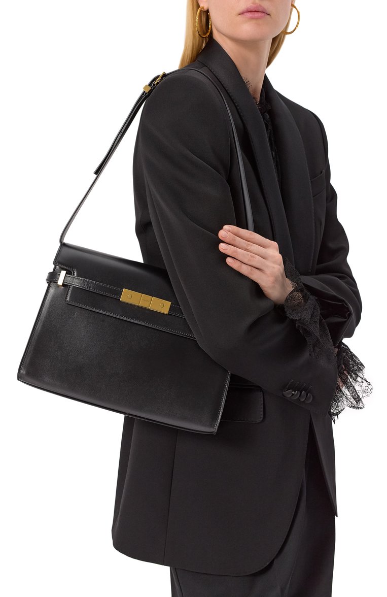 Женская сумка manhattan SAINT LAURENT черного цвета, арт. 579271/0SX0W | Фото 2 (Автоматизация состава: Проставлено; Материал: Натуральная кожа; Автоматизация ТО: Проставлено; Размер: medium)