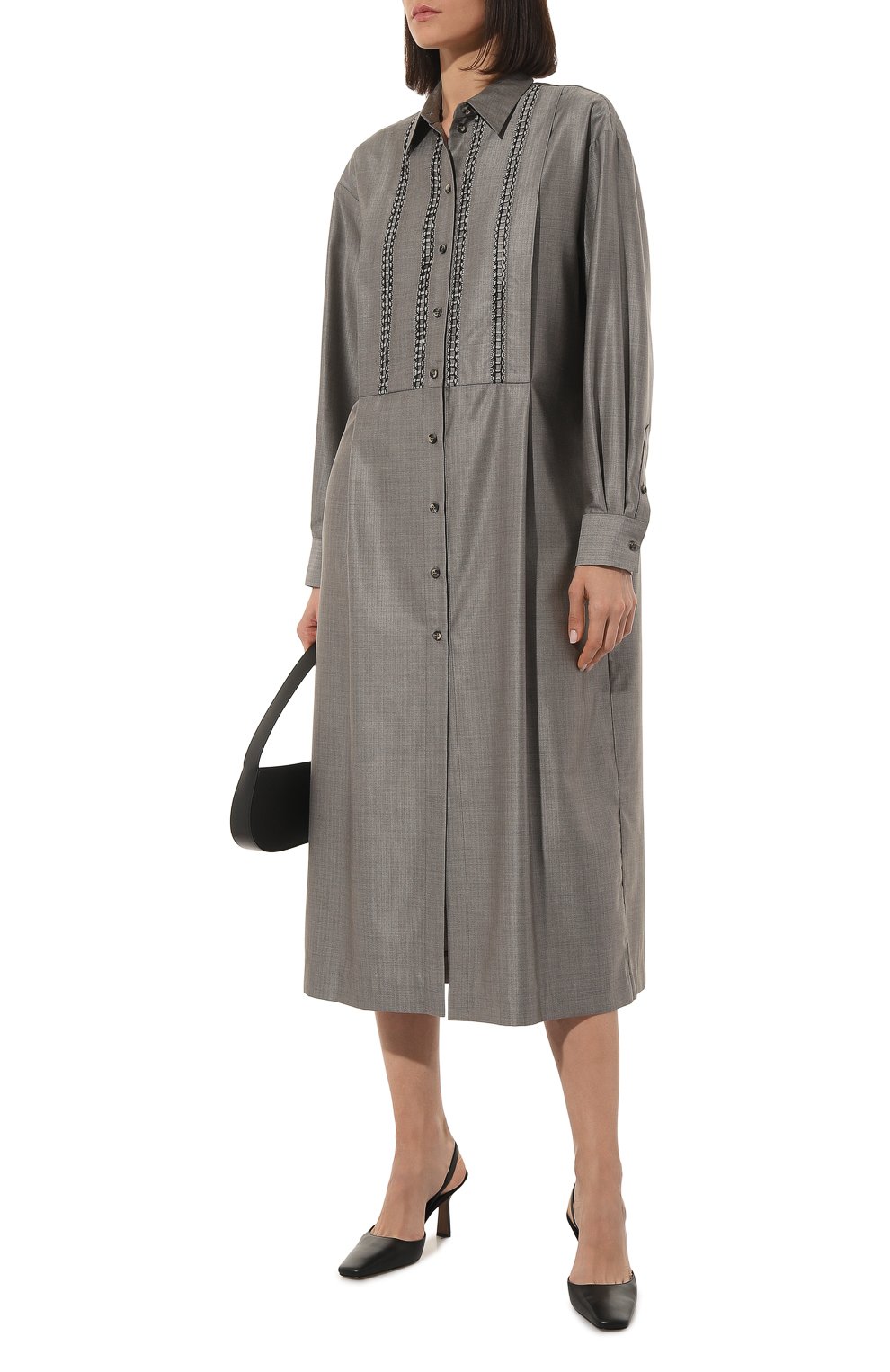 Платье из шерсти и шелка ALEXANDRA GEORGIEVA BY KRESTETSKAYA STROCHKA серого цвета по цене 65000 руб., арт. W161kp22, фото 2 Платье из шерсти и шелка ALEXANDRA GEORGIEVA BY KRESTETSKAYA STROCHKA, арт. W161kp22, фото 2