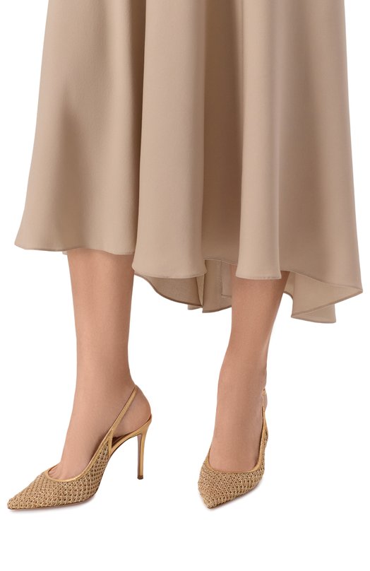 Текстильные туфли Nikki 95 Gianvito Rossi G95628.95RIC.INKMEKM Золотой  G95628.95RIC.INKMEKM Фото 2