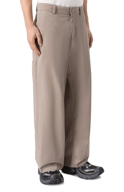 Хлопковые брюки Balenciaga 857631/TSP13 Бежевый  857631/TSP13 Фото 3