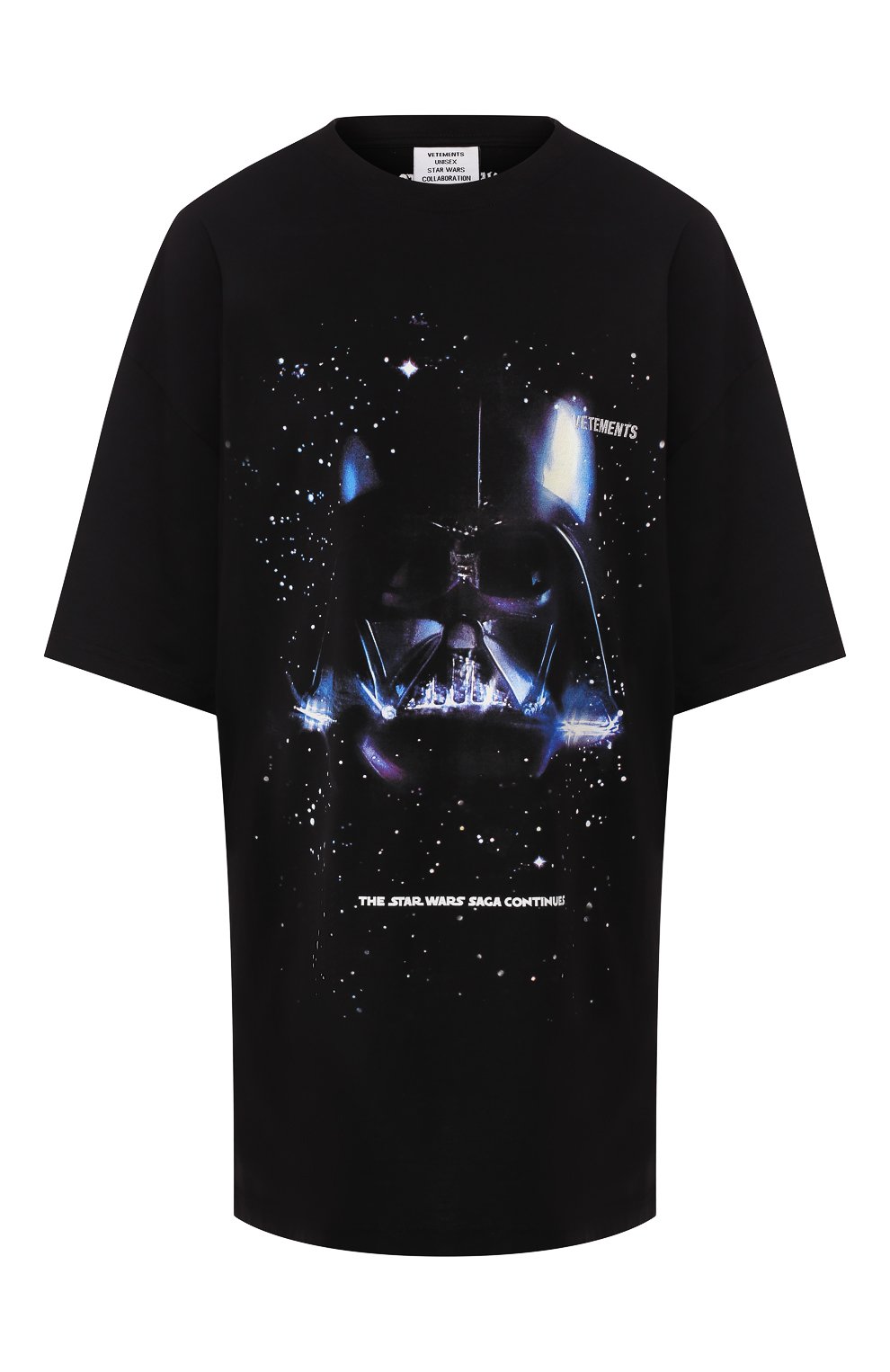 Хлопковая футболка star wars x vetements VETEMENTS черного цвета по цене 45800 руб., арт. USW21TS008 1600/W, фото 1 Хлопковая футболка star wars x vetements VETEMENTS, арт. USW21TS008 1600/W, фото 1