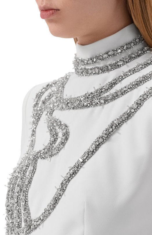 Платье с отделкой стразами и бисером Zuhair Murad FDR25002/CRCA019 Белый  FDR25002/CRCA019 Фото 4