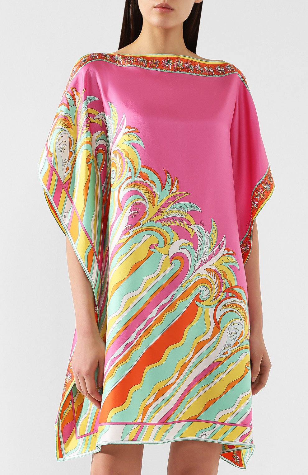 Шелковая туника EMILIO PUCCI кораллового цвета по цене 89950 руб., арт. 9HWL97/9H821, фото 3 Шелковая туника EMILIO PUCCI, арт. 9HWL97/9H821, фото 3