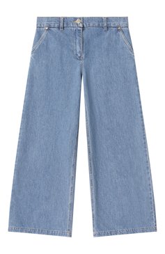 Детские джинсы ELISABETTA FRANCHI LA MIA BAMBINA голубого цвета, арт. EFPA2750/DF011/4A-8A | Фото 1 (Материал внешний: Хлопок; Нос: Не проставлено; Детали: Потертости; Автоматизация состава: Проставлено; Ростовка одежда: 6 лет | 116 см, 8 лет | 128 см)