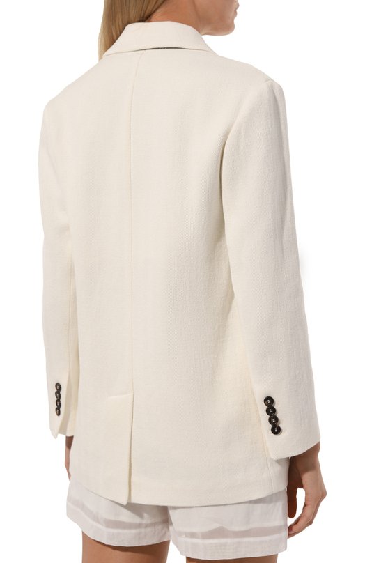 Жакет из хлопка и льна Brunello Cucinelli MH5712083 Белый  MH5712083 Фото 4