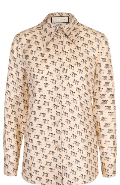 Женская шелковая блуза прямого кроя с логотипом бренда GUCCI, арт. 512819/ZKF06