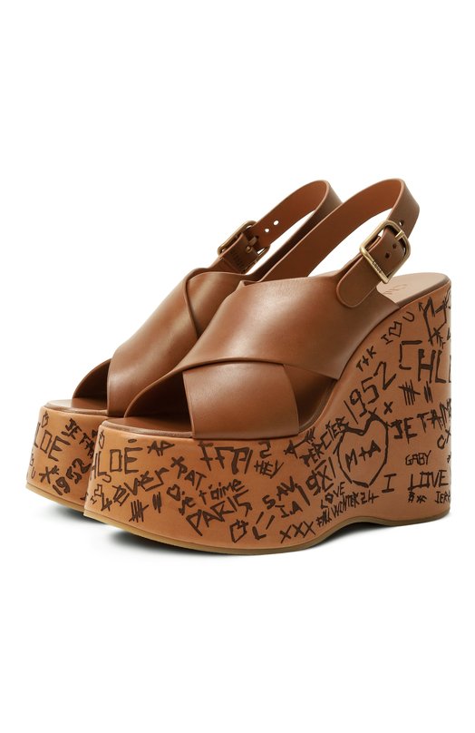 Кожаные босоножки Maxime Chloé CHC24A02YLU Коричневый CHC24A02YLU