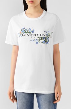 Женская хлопковая футболка GIVENCHY белого цвета, арт. BW70753Z39 | Фото 3 (Рукава: Короткие; Длина (для топов): Стандартные; Принт: С принтом; Материал сплава: Проставлено; Материал внешний: Хлопок; Женское Кросс-КТ: Футболка-одежда; Драгоценные камни: Проставлено; Стили: Кэжуэл; Статус проверки: Проверена категория)