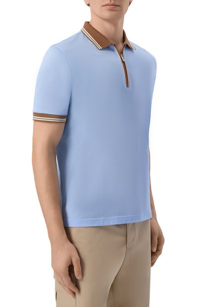 Хлопковое поло GRAN SASSO голубого цвета по цене 26050 руб., арт. 60147/74219, фото 3 Хлопковое поло GRAN SASSO, арт. 60147/74219, фото 3