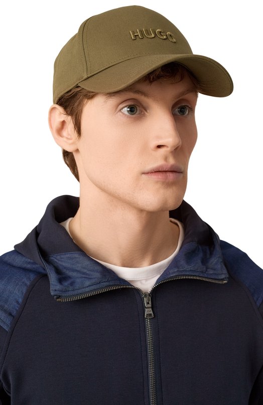 Хлопковая бейсболка HUGO 50533410 Хаки  50533410 Фото 2