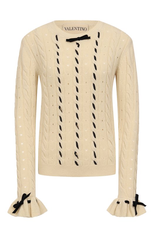 Шерстяной свитер Valentino 7B3KC66Z/9K9 Кремовый 7B3KC66Z/9K9