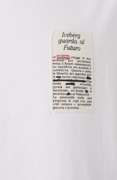 Мужская хлопковая футболка ICEBERG белого цвета, арт. F022/6304 | Фото 6 (Рукава: Короткие; Длина (для топов): Стандартные; Материал сплава: Проставлено; Драгоц�енные камни: Проставлено; Принт: С принтом; Стили: Кэжуэл; Материал внешний: Хлопок; Мужское Кросс-КТ: Футболка-одежда; Кросс-КТ: Джерси)