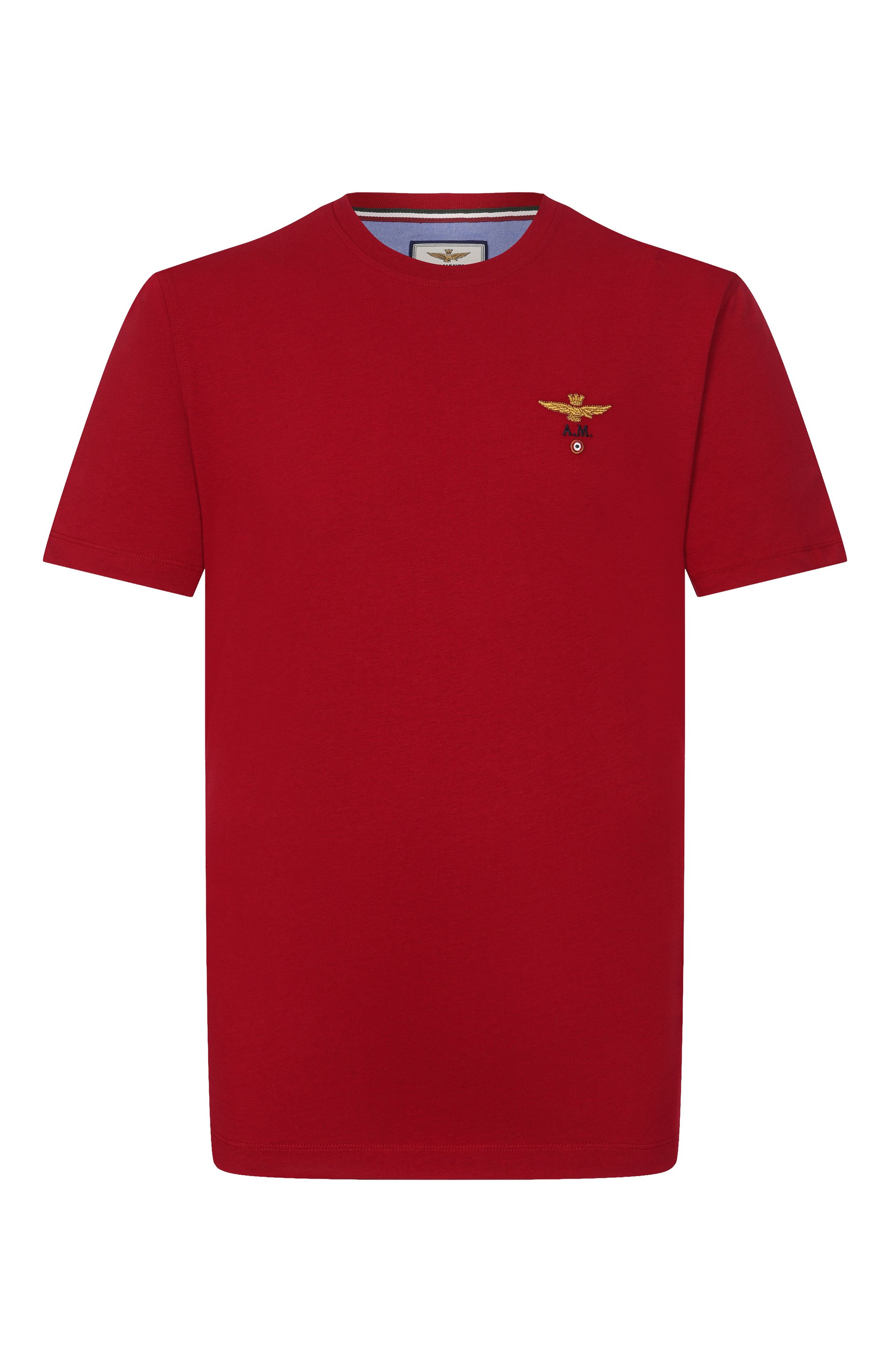 Хлопковая футболка AERONAUTICA MILITARE бордового цвета по цене 6140 руб., арт. TS1580UJ00372, фото 1 Хлопковая футболка AERONAUTICA MILITARE, арт. TS1580UJ00372, фото 1