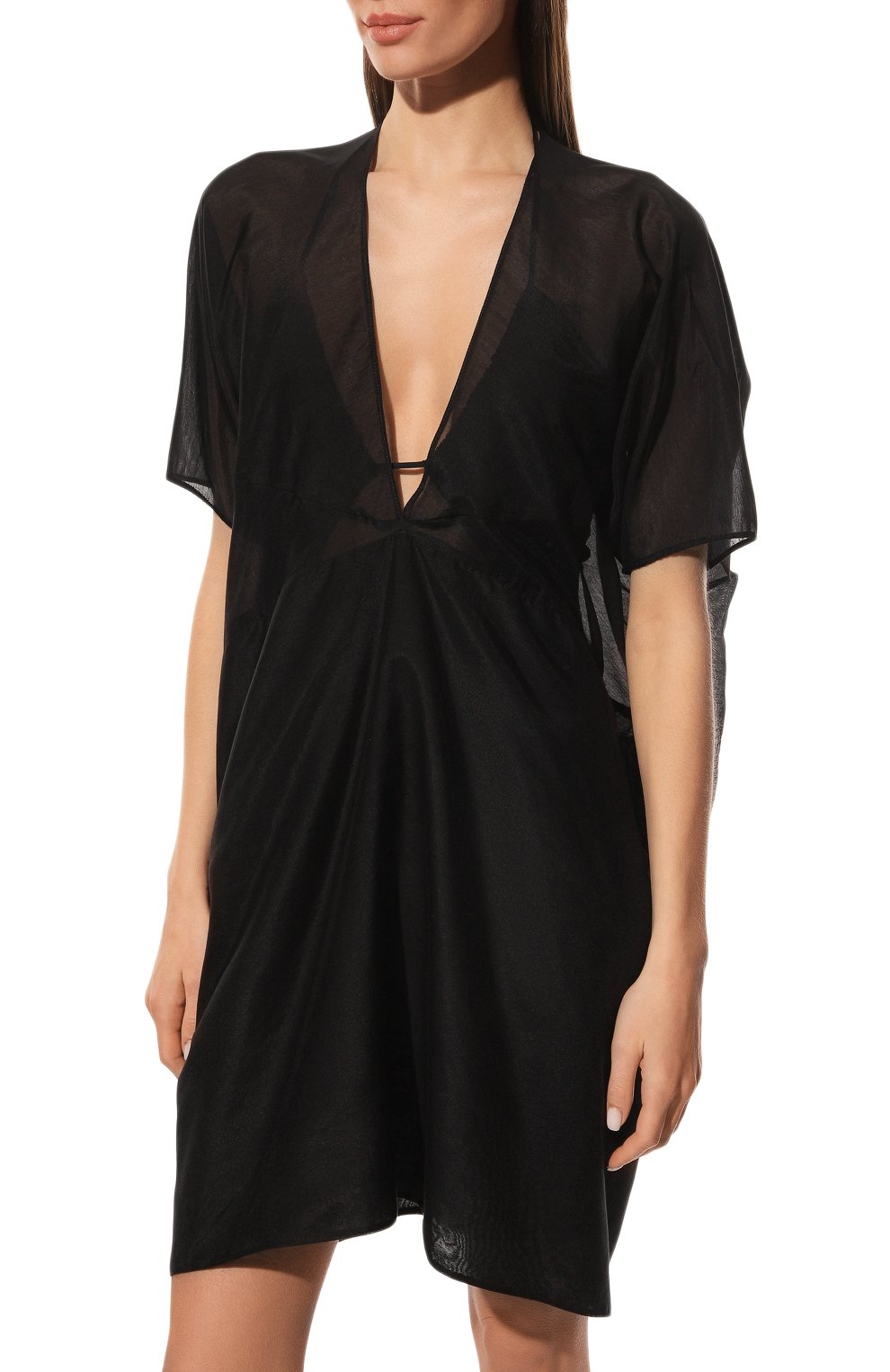 Туника из хлопка и шелка LILA EUGENIE черного цвета по цене 42050 руб., арт. 2324 MINI, фото 3 Туника из хлопка и шелка LILA EUGENIE, арт. 2324 MINI, фото 3