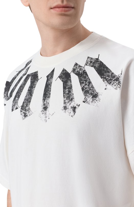 Хлопковая футболка Palm Angels PMAA10DS26JER002 Белый  PMAA10DS26JER002 Фото 5