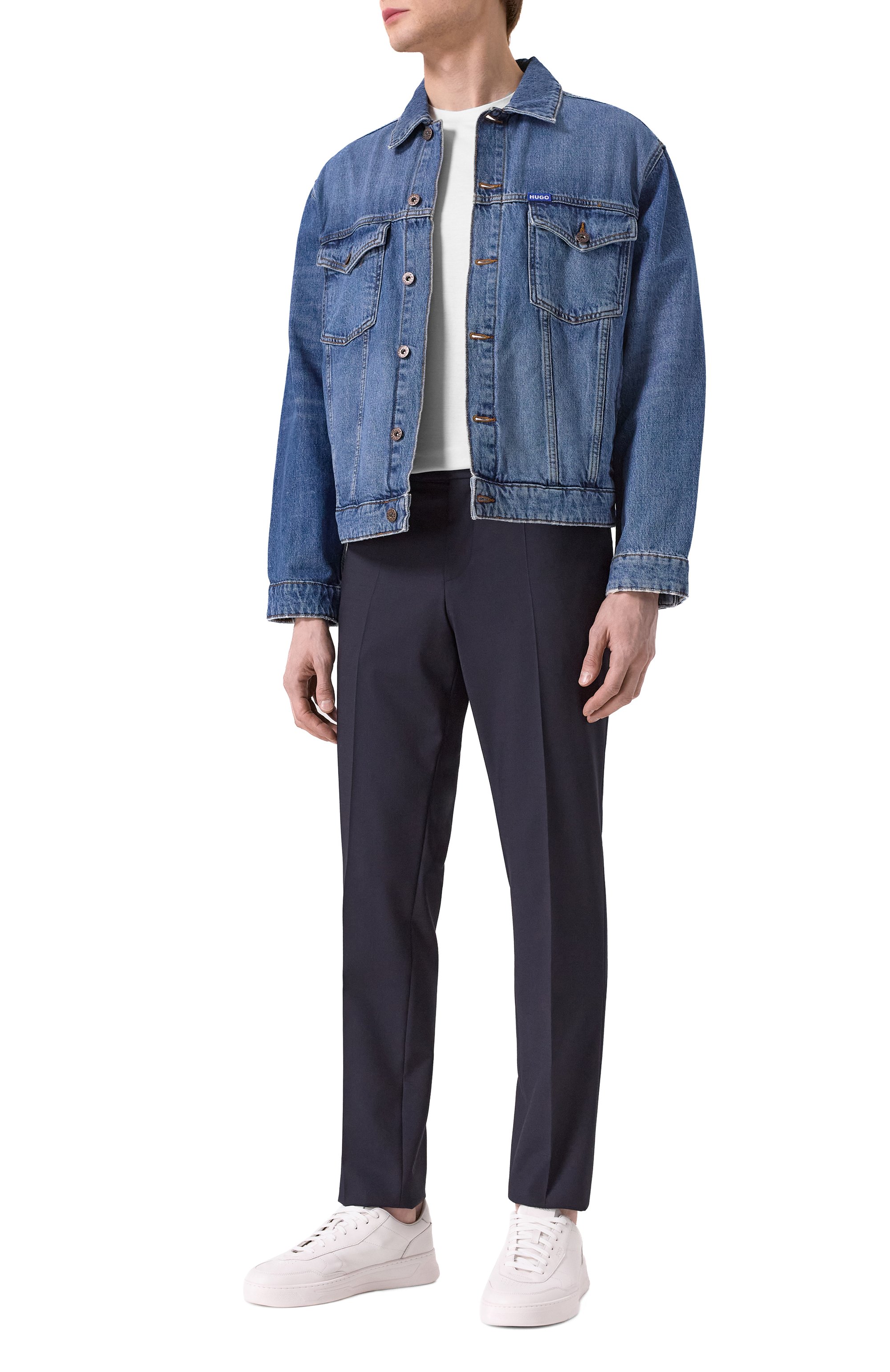 Брюки BOSS темно-синего цвета по цене 23950 руб., арт. 50534908, фото 2 Брюки BOSS, арт. 50534908, фото 2