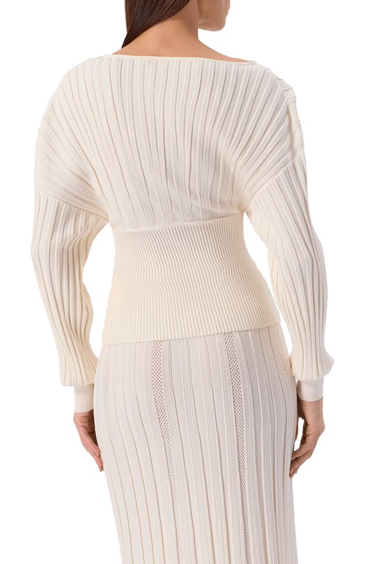 Пуловер из вискозы Balmain GF1AQ135/KJ30 Кремовый  GF1AQ135/KJ30 Фото 4