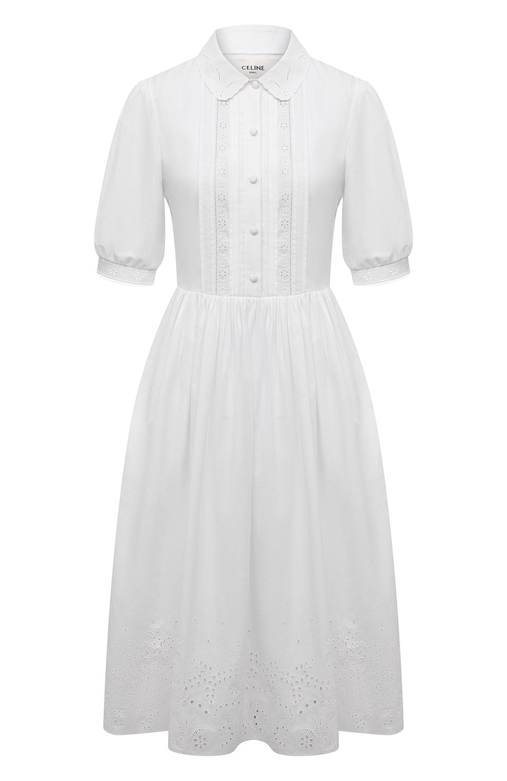 Хлопковое платье CELINE белого цвета по цене 199500 руб., арт. 2R25B122I, фото 1 Хлопковое платье CELINE, арт. 2R25B122I, фото 1