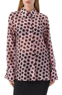 Женская шелковая блузка NINA RICCI розового цвета, арт. 25PCT0007/SE1404 | Фото 3 (Материал внешний: Шелк; Рукава: Длинные; Длина (для топов): Стандартные; Стили: Кэжуэл; Принт: С принтом; Женское Кросс-КТ: Блуза-одежда)