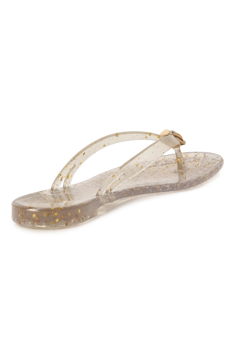 Женские шлепанцы jelly CASADEI золотого цвета, арт. 2Y255J0101/BHGLT | Фото 5 (Каблук высота: Низкий; Драгоценные камни: Проставлено; Подошва: Плоская; Материал сплава: Проставлено; Материал внешний: Резина)