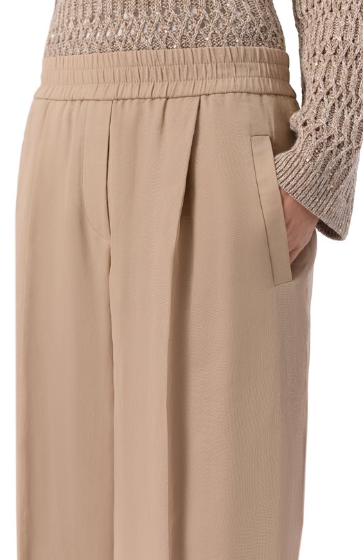 Хлопковые брюки Brunello Cucinelli M0F91P8742 Бежевый  M0F91P8742 Фото 5