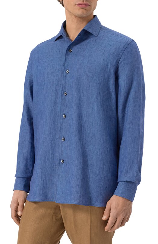 Льняная рубашка Corneliani 25P213-2511334 Синий  25P213-2511334 Фото 3