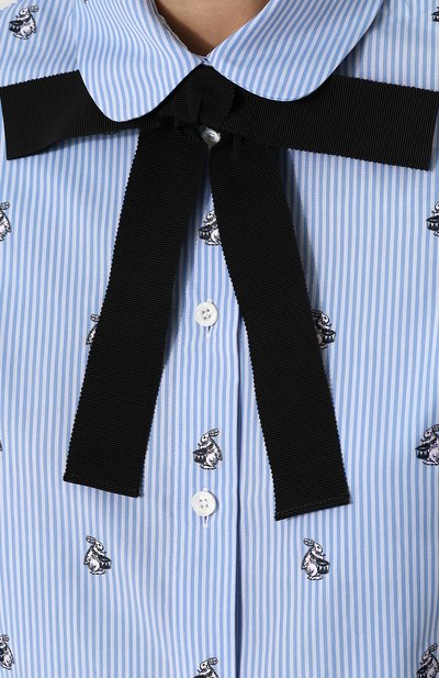 Хлопковая блуза прямого кроя с бантом GUCCI, арт. 476099/Z381C, фото 5