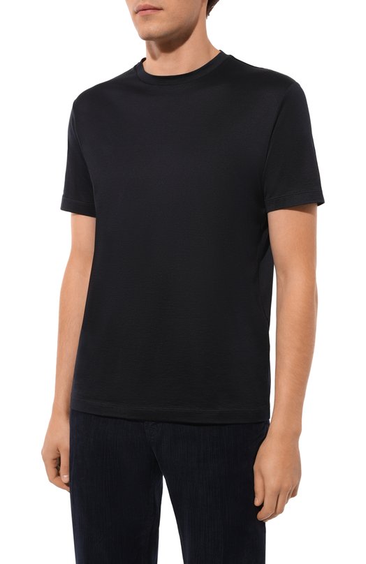 Футболка из шелка и хлопка Giorgio Armani 3KSM77/SJZHZ Синий  3KSM77/SJZHZ Фото 3