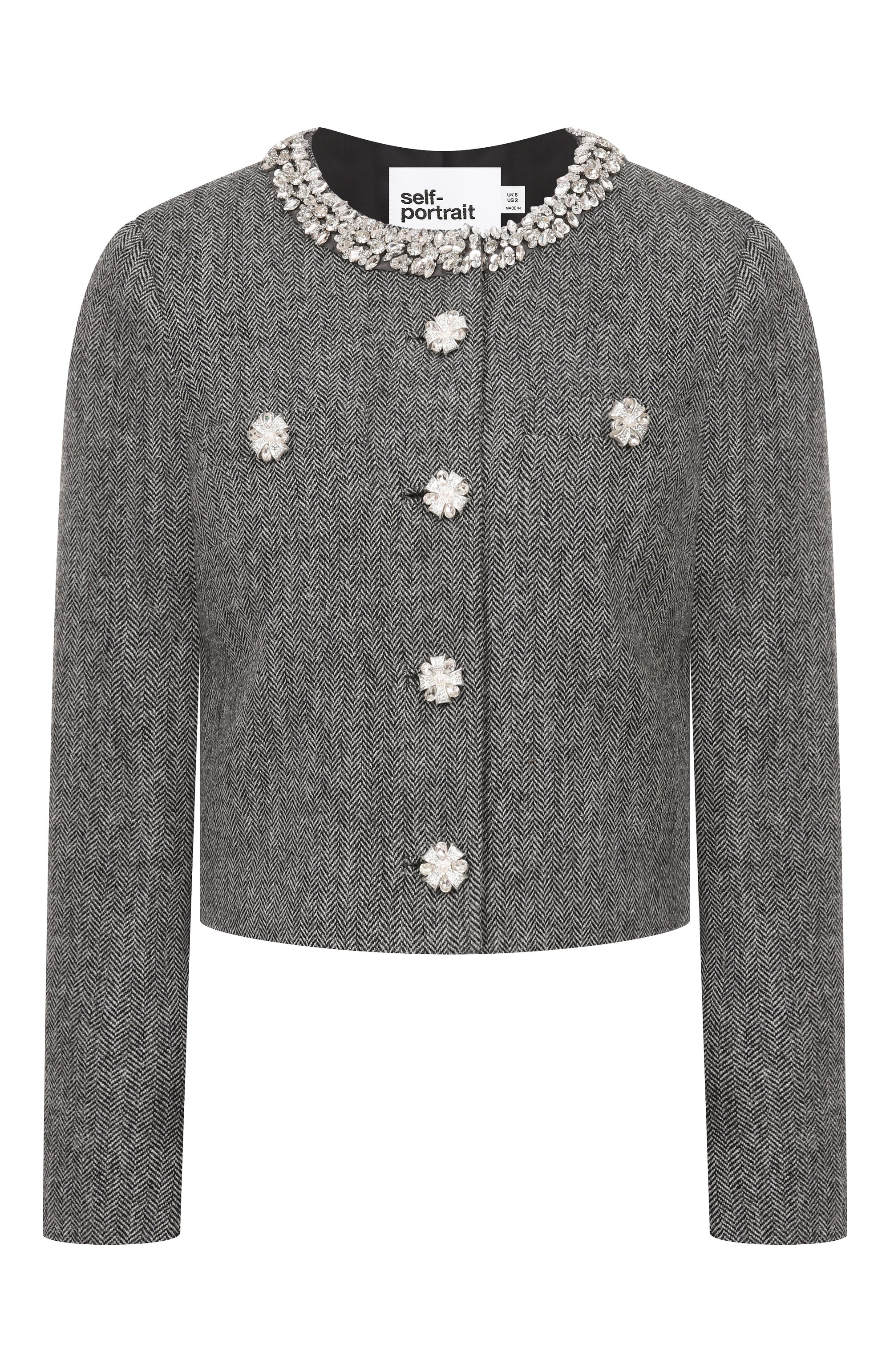 Жакет с отделкой стразами SELF-PORTRAIT, арт. RS26038JAGR, фото 1