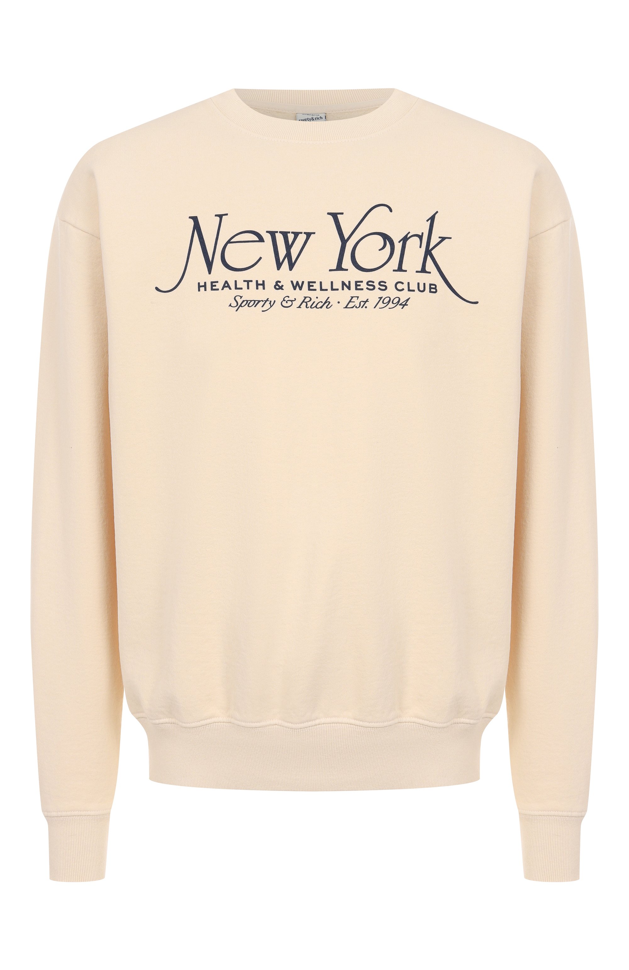 Хлопковый свитшот SPORTY AND RICH кремового цвета по цене 22650 руб., арт. ST071508034CR01, фото 1 Хлопковый свитшот SPORTY AND RICH, арт. ST071508034CR01, фото 1