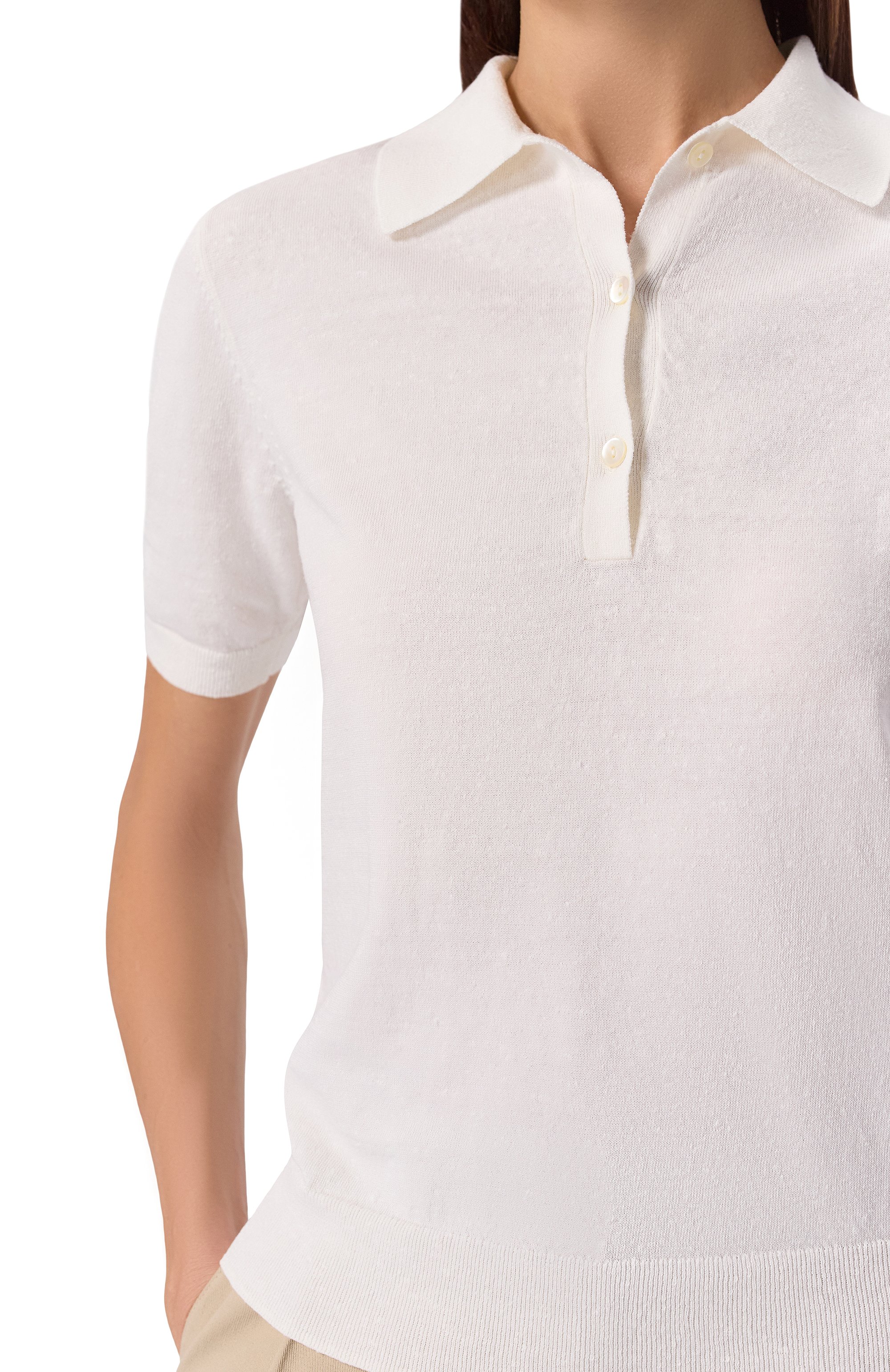 Льняное поло P.A.R.O.S.H. белого цвета по цене 32450 руб., арт. D540885, фото 5 Льняное поло P.A.R.O.S.H., арт. D540885, фото 5