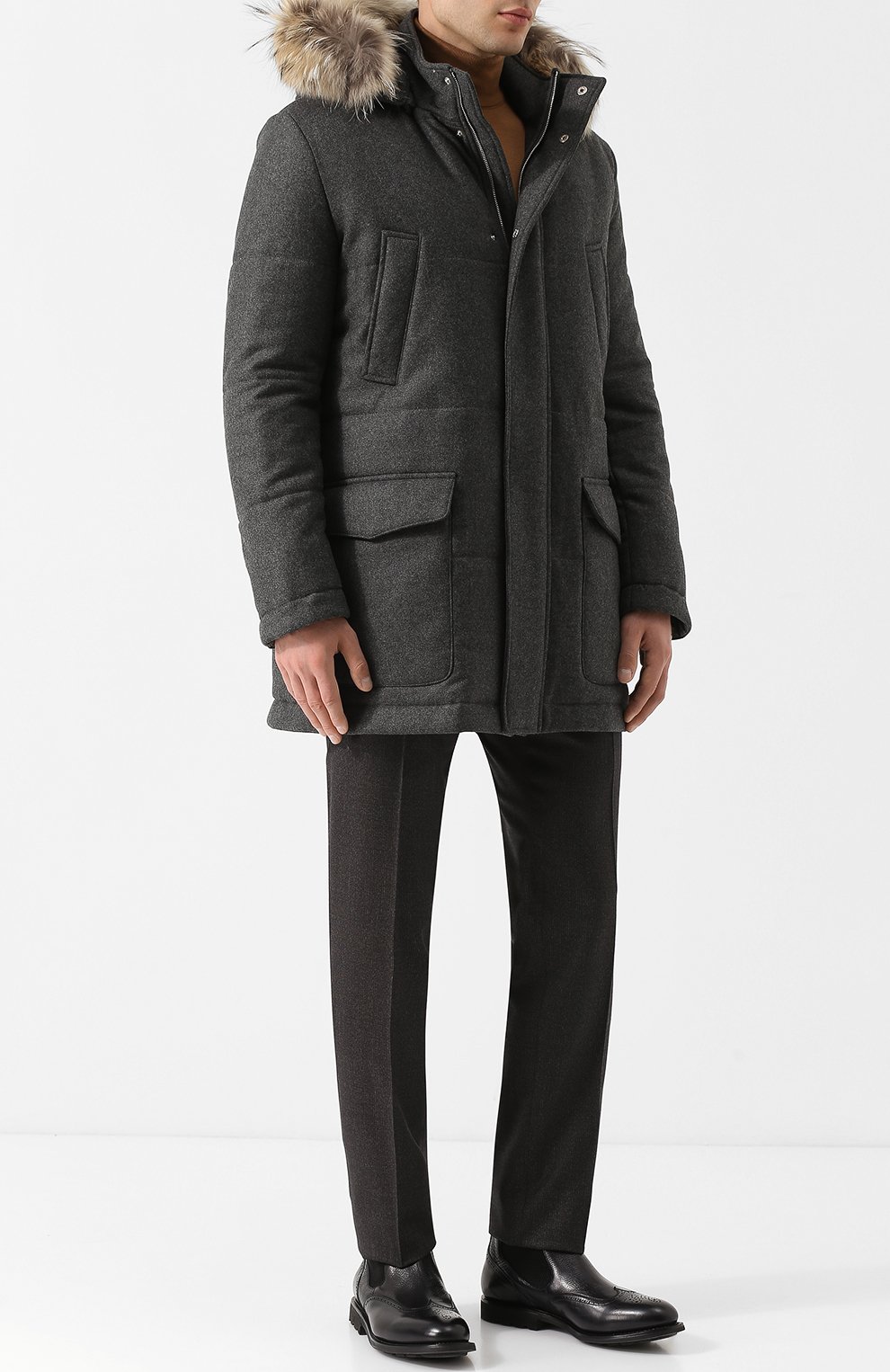 Шерстяная куртка на молнии с меховой отделкой капюшона ELEVENTY PLATINUM, арт. 979SP0198 SP022018, фото 2