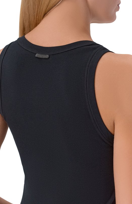 Хлопковая майка Brunello Cucinelli M0TC8FX230 Чёрный  M0TC8FX230 Фото 5