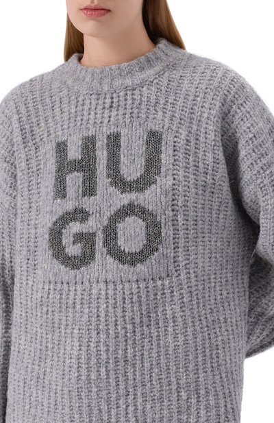 Свитер HUGO серого цвета по цене 26950 руб., арт. 50548245, фото 5 Свитер HUGO, арт. 50548245, фото 5