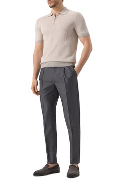 Мужские брюки из шерсти и хлопка CORNELIANI темно-серого цвета, арт. 254L21-2514201 | Фото 2 (Материал внешний: Шерсть, Хлопок; Драгоценные камни: Проставлено; Длина (брюки, джинсы): Стандартные; Материал сплава: Проставлено; Силуэт М (брюки): Чиносы; Случай: Повседневный; Стили: Кэжуэл)