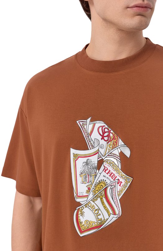 Хлопковая футболка Drole De Monsieur K-TS311-C0002-BN Коричневый  K-TS311-C0002-BN Фото 5