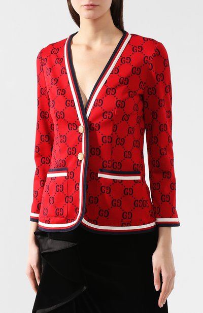 Хлопковый кардиган GUCCI красного цвета по цене 142500 руб., арт. 558039/XJAEA, фото 3 Хлопковый кардиган GUCCI, арт. 558039/XJAEA, фото 3