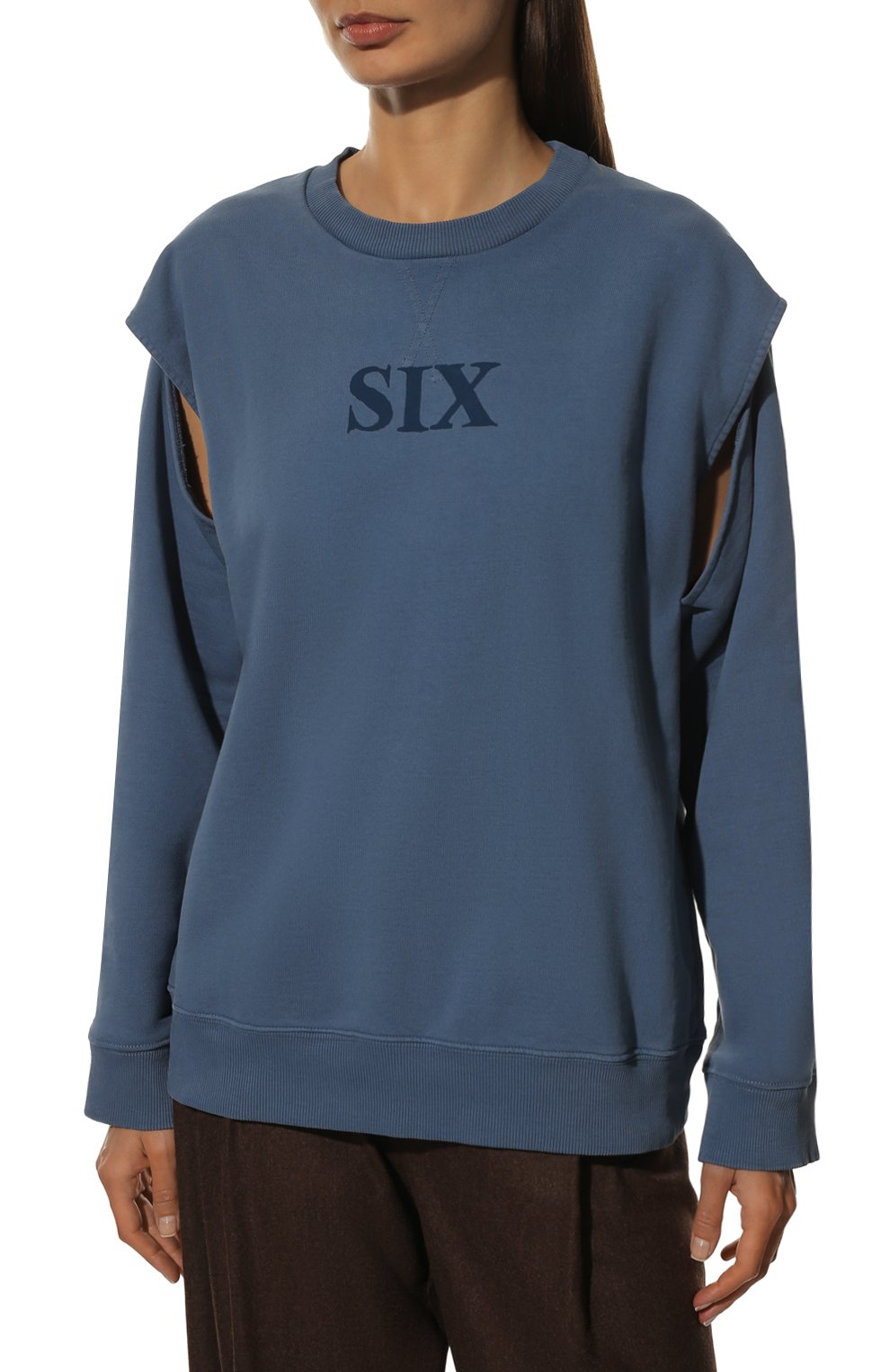 Хлопковый свитшот MM6 синего цвета по цене 48950 руб., арт. S62GU0078/S25564, фото 3 Хлопковый свитшот MM6, арт. S62GU0078/S25564, фото 3